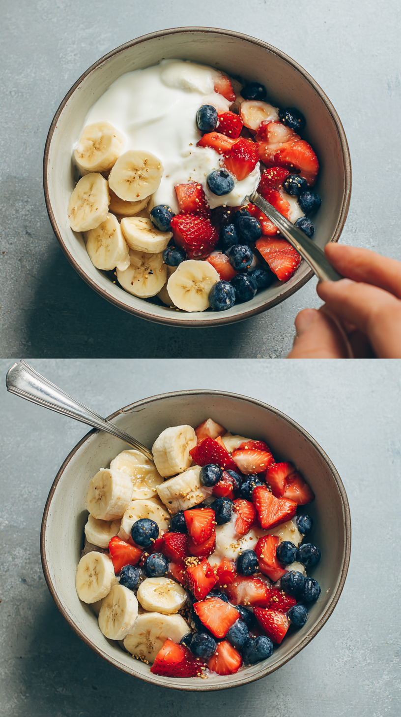 Preparing 4th of July Fruit Frozen Donuts Recipe for Dogs step by step cooking process