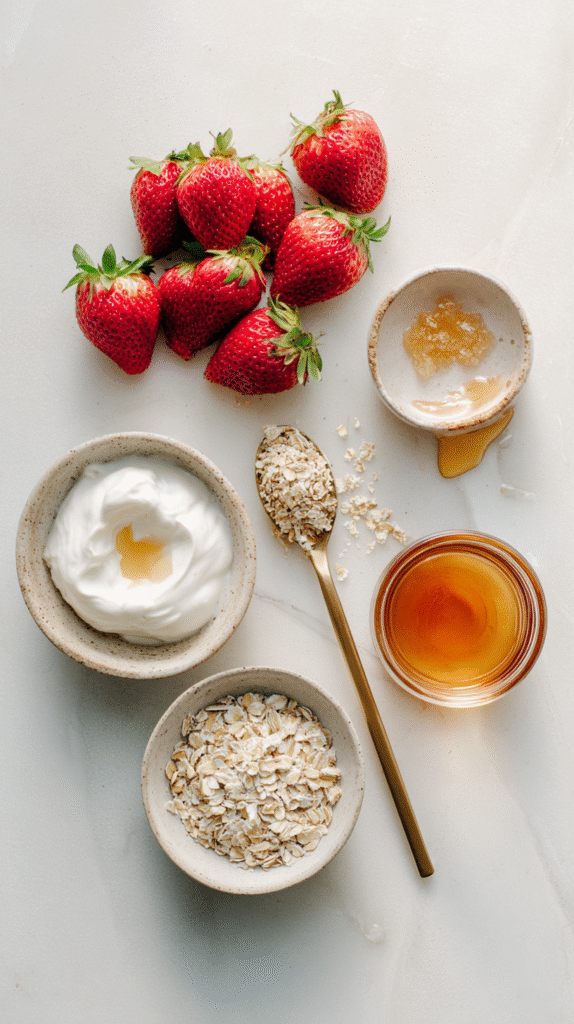 Step-by-step preparation of Strawberry Oat Smoothie Sticks.