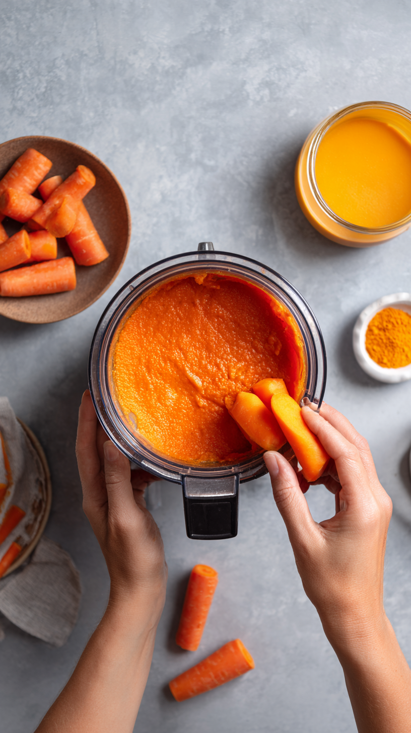 Preparing Apple Carrot Frozen Dog Treats step by step cooking process