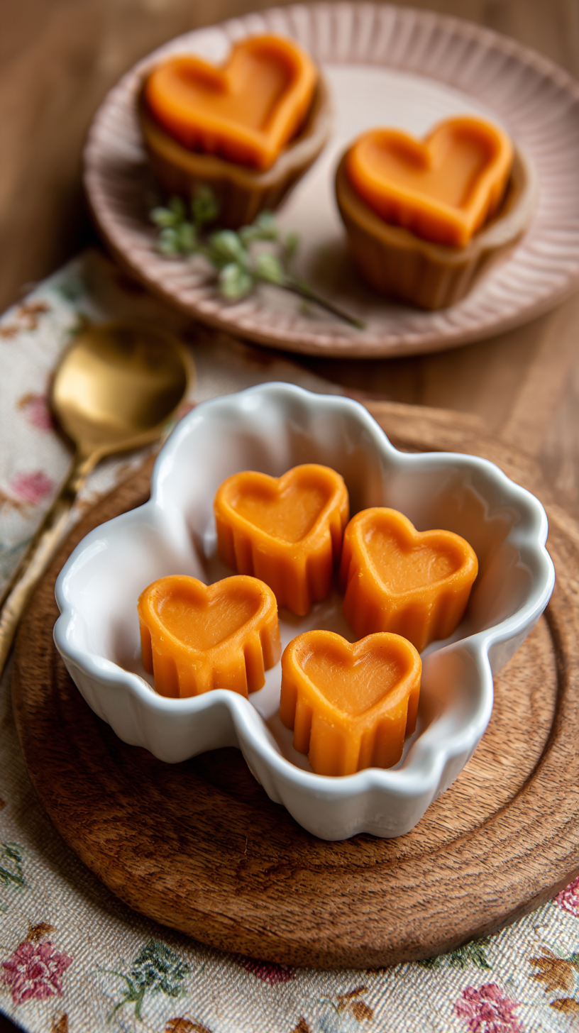 Apple Carrot Frozen Dog Treats being served on beautiful dinnerware