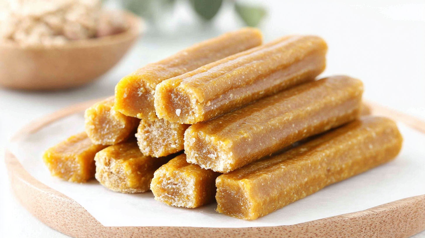 Hero shot of Banana and Peanut Butter Chew Sticks for Dogs