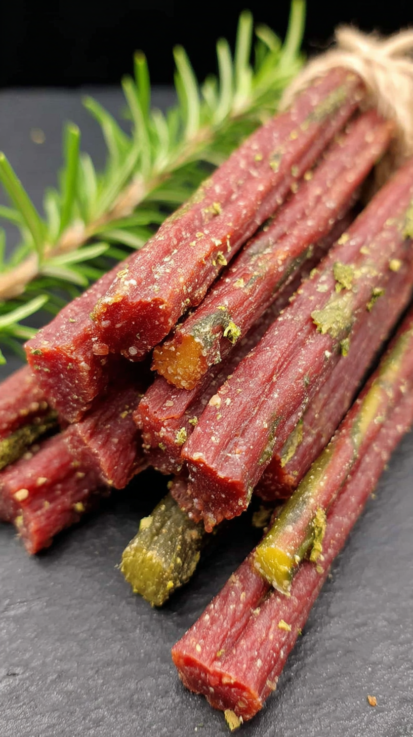 Beef and Vegetable Chew Sticks for Dogs being served on beautiful dinnerware
