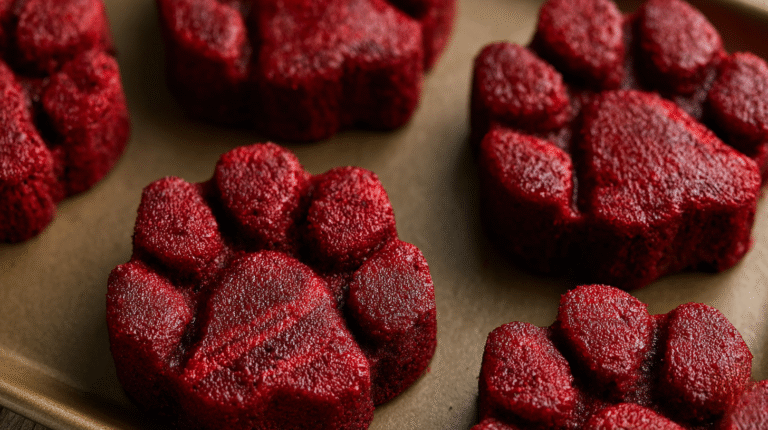 Bloody Beet Paw Print Treats hero shot showcasing the vibrant red color and paw print design