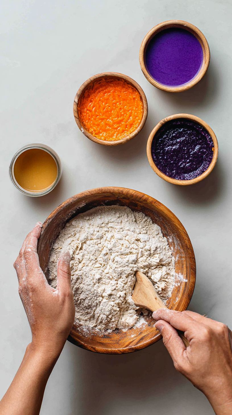 Preparing Blueberry & Carrot Twists for Dogs step by step cooking process