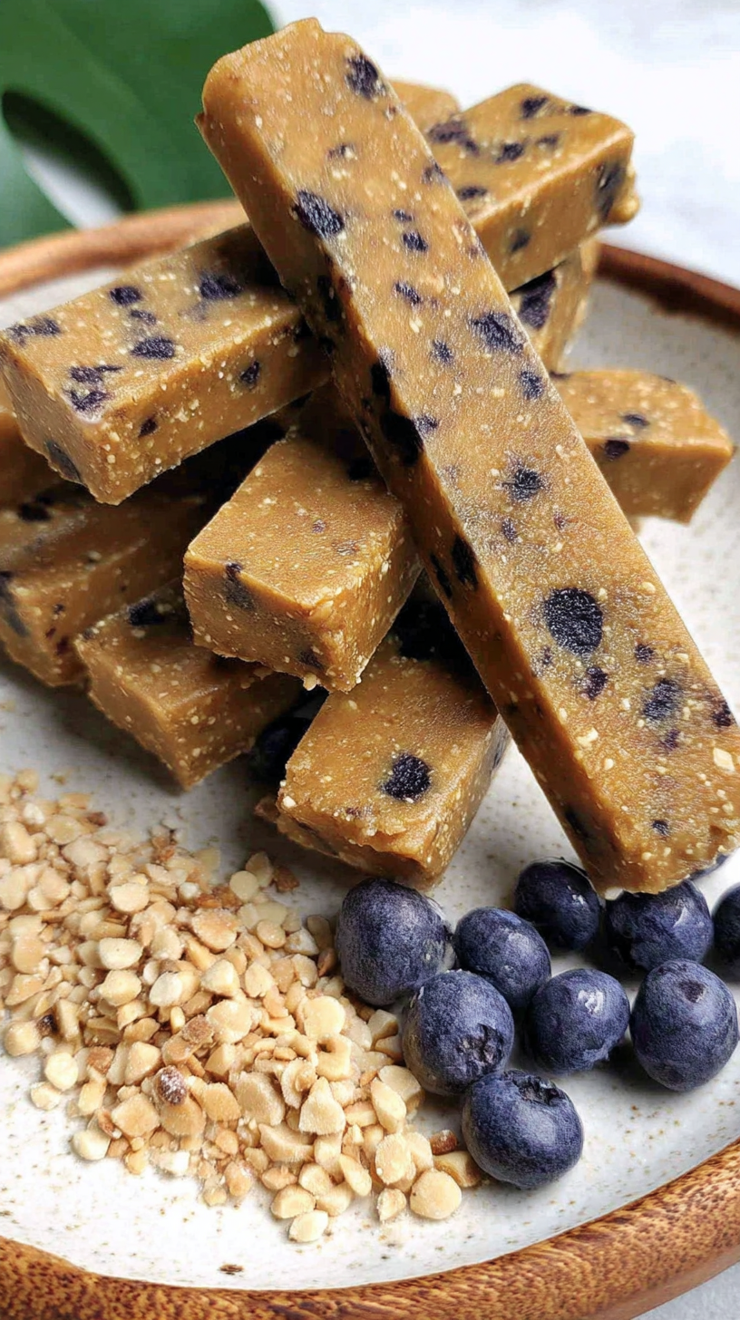 Blueberry Peanut Butter Chew Sticks for Dogs being served on beautiful dinnerware