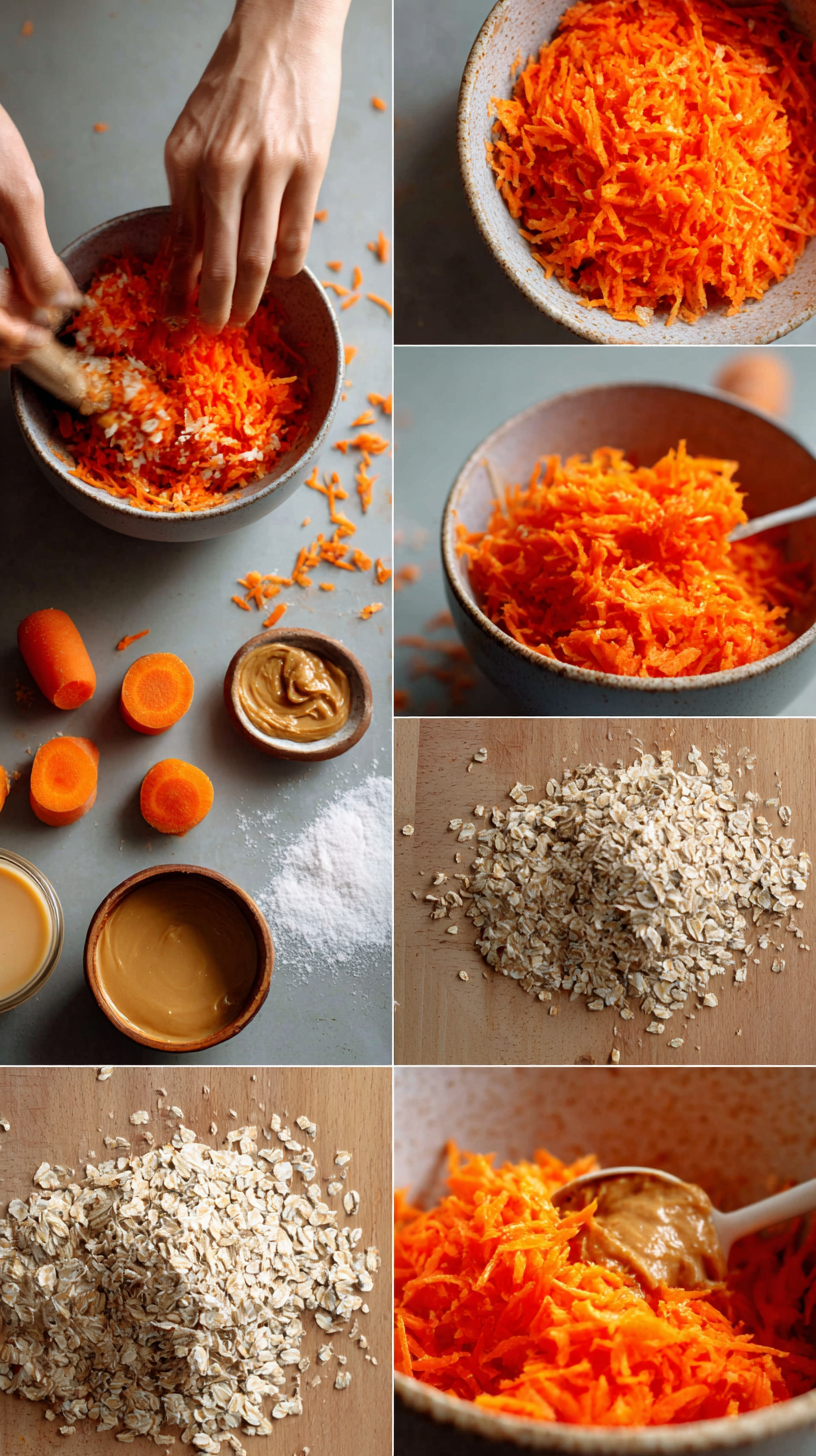Preparing Carrot Oat Dog Treats step by step cooking process