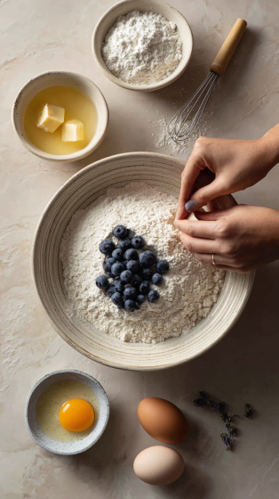 Preparing Easy Allergy-Friendly Dog Treat with Blueberries step by step cooking process