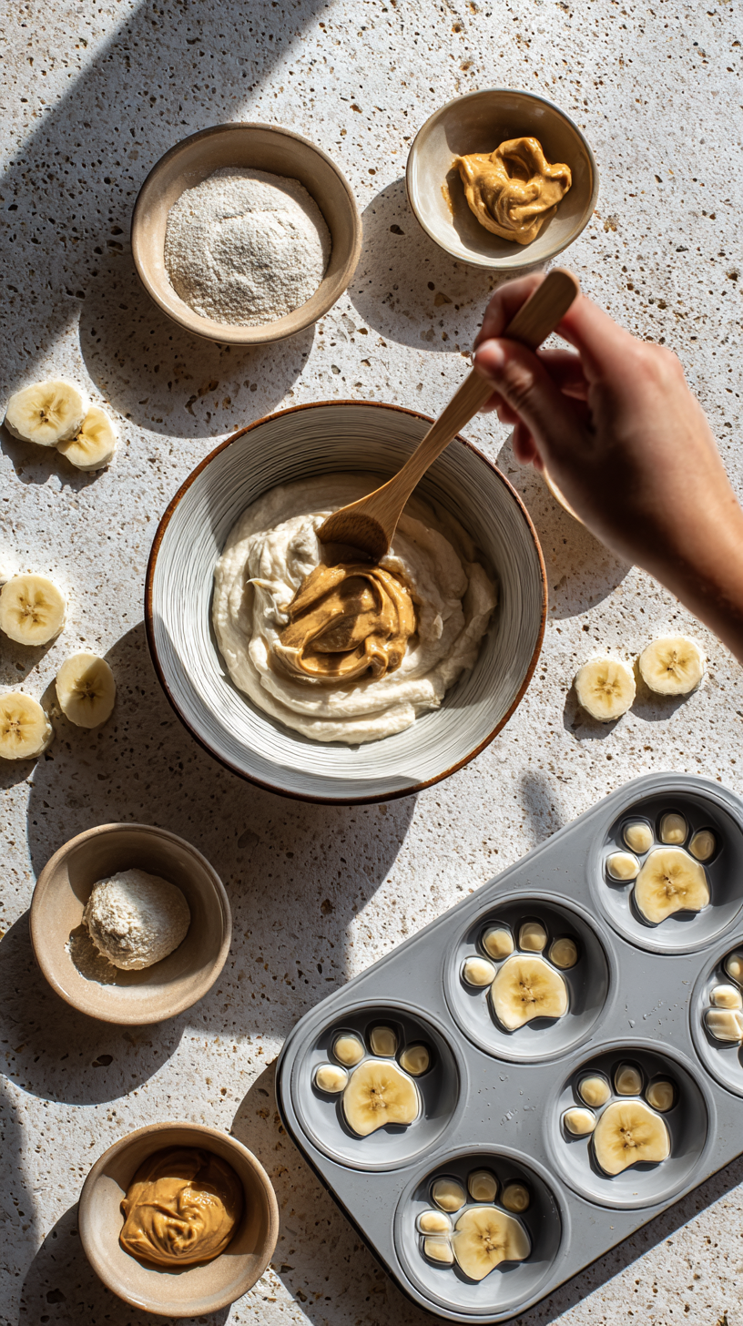 Preparing Greek Yogurt Dog Treats step by step cooking process