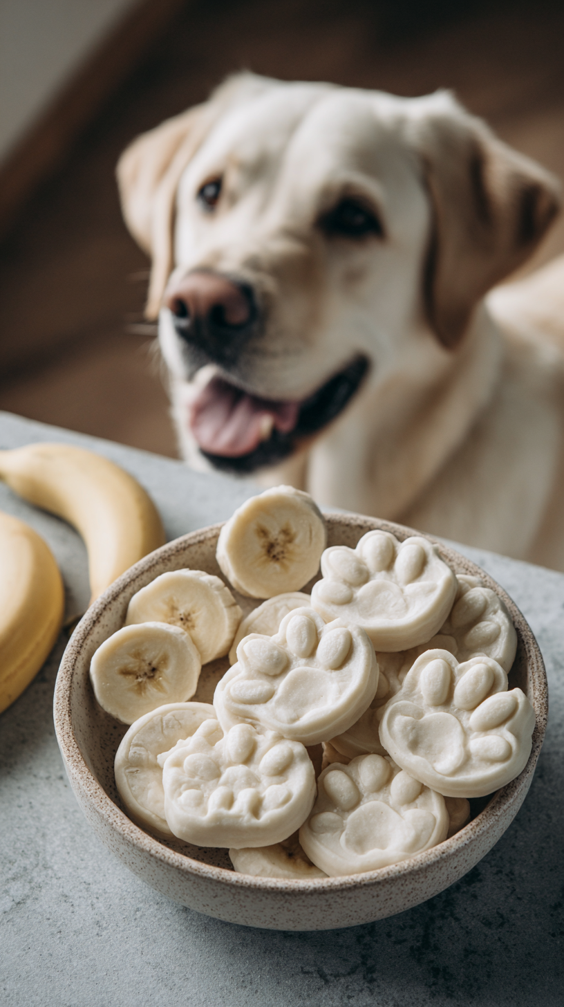 Greek Yogurt Dog Treats being served on beautiful dinnerware
