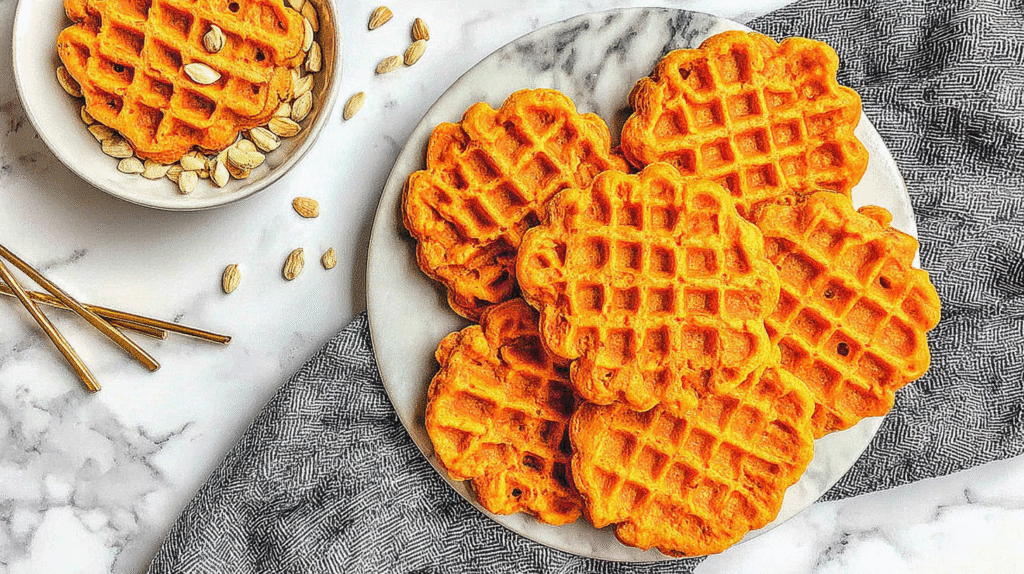Hero shot of Homemade Dog Waffles, showcasing their golden color and inviting texture.