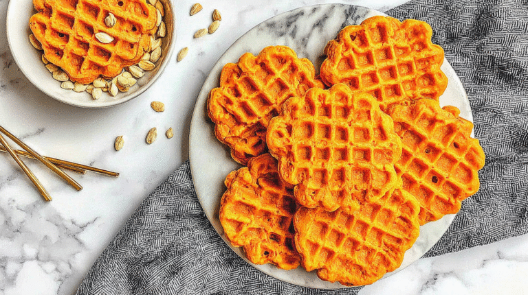 Hero shot of Homemade Dog Waffles, showcasing their golden color and inviting texture.