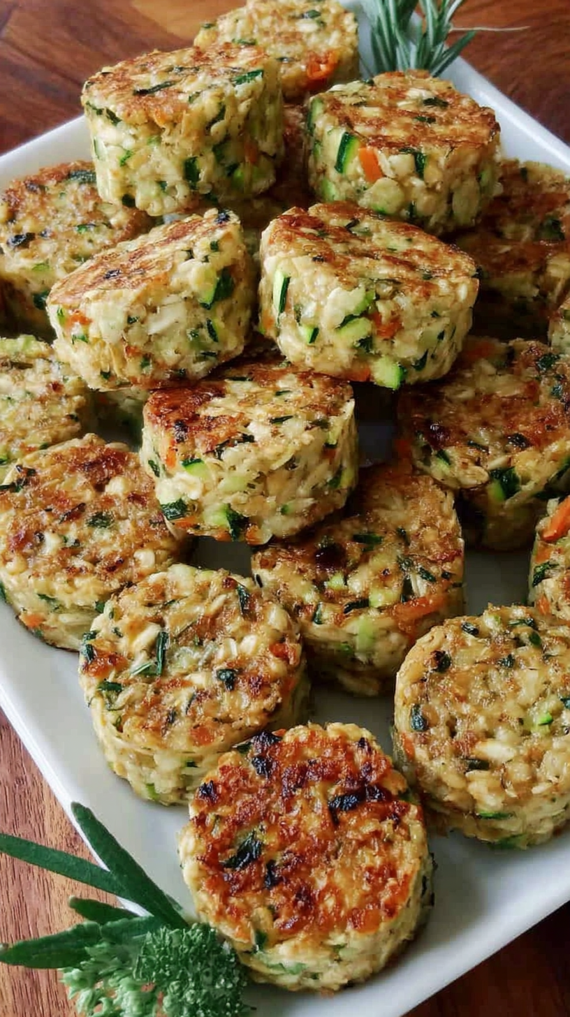Oatmeal & Veggie Fritter Bites for Dogs being served on beautiful dinnerware