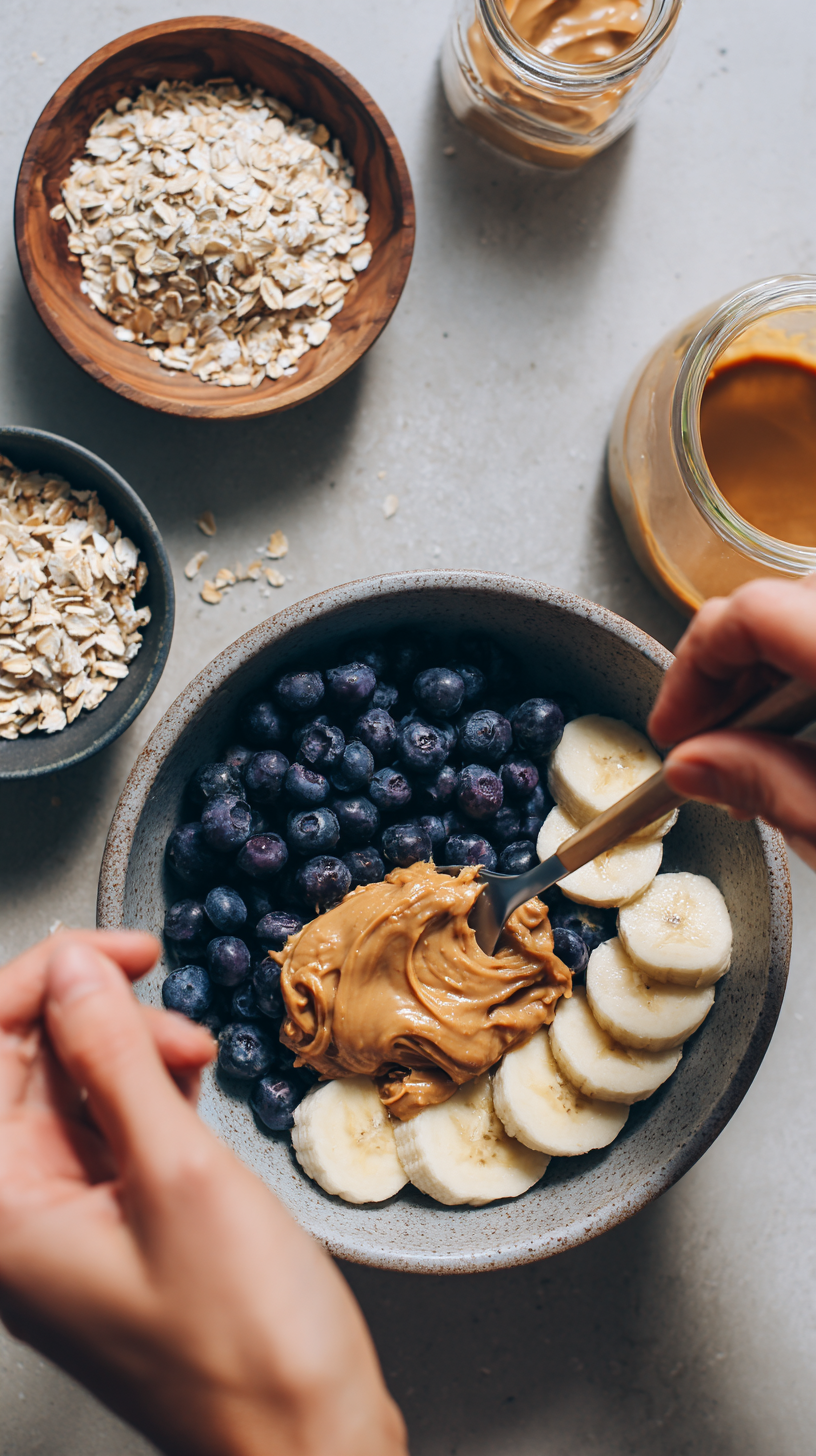 Preparing Peanut Butter Banana Blueberry Dog Treats step by step cooking process