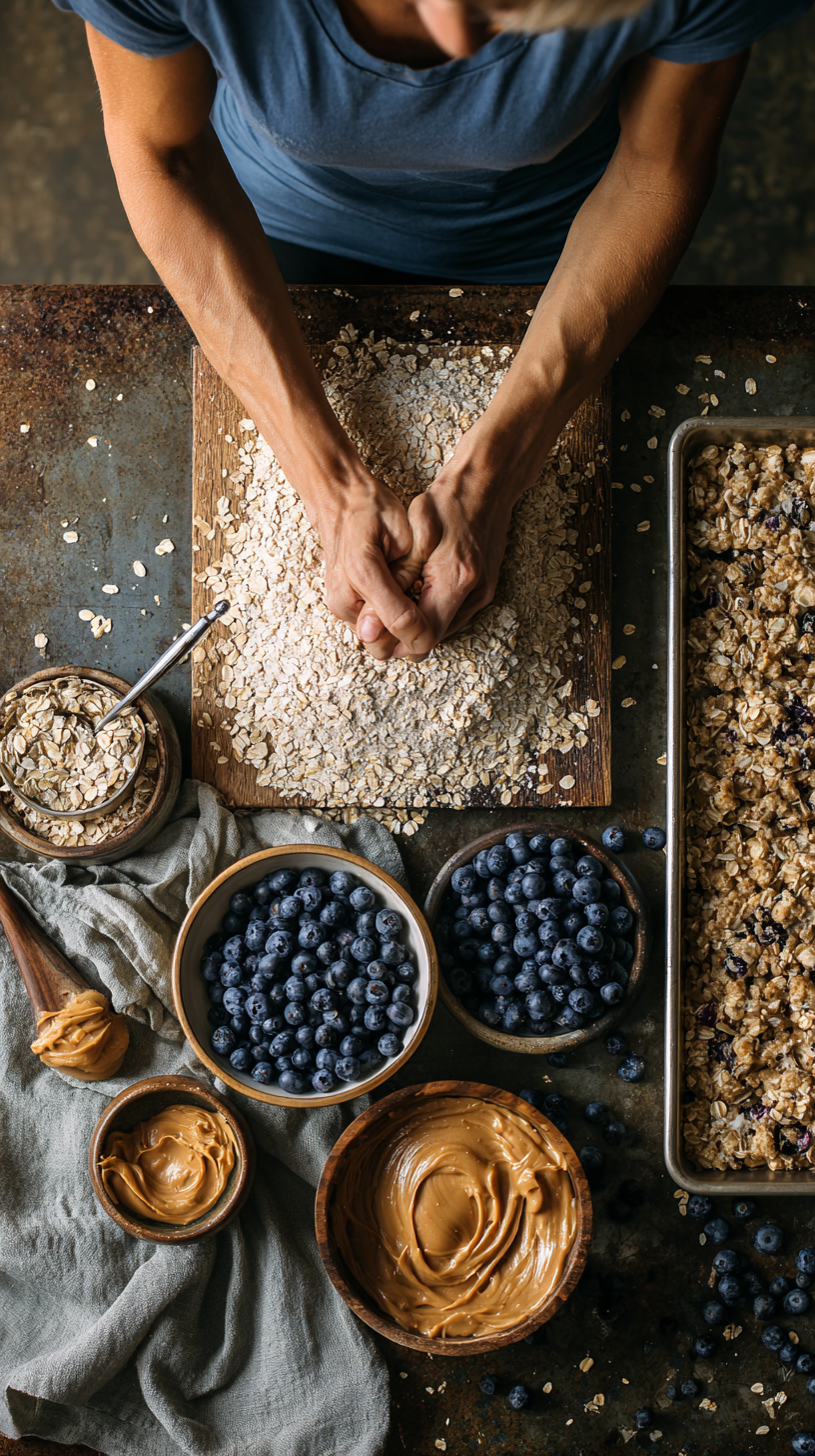 Preparing Peanut Butter Blueberry Dog Treats step by step cooking process