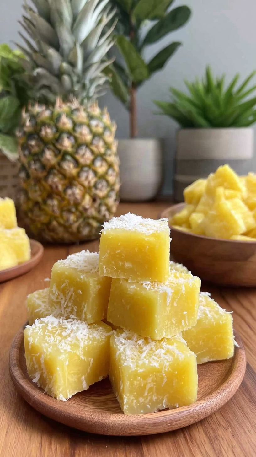 Pineapple coconut frozen dog treats being served on beautiful dinnerware