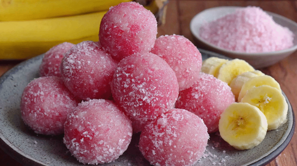 Hero shot of Strawberry & Banana Frozen Balls for Dogs