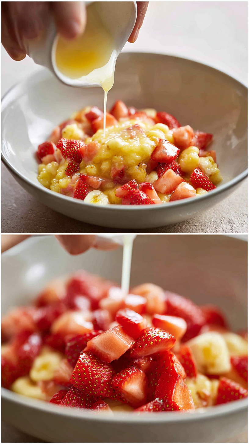 Preparing Strawberry Banana Honey Drops for Dogs step by step cooking process