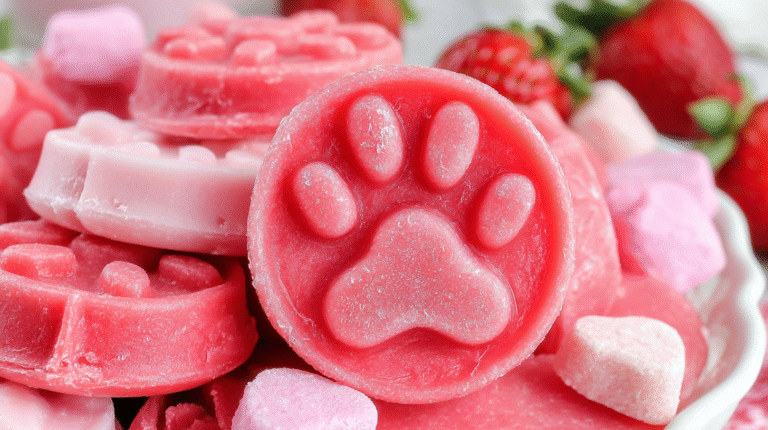 Hero shot of Strawberry yogurt frozen treats for dogs