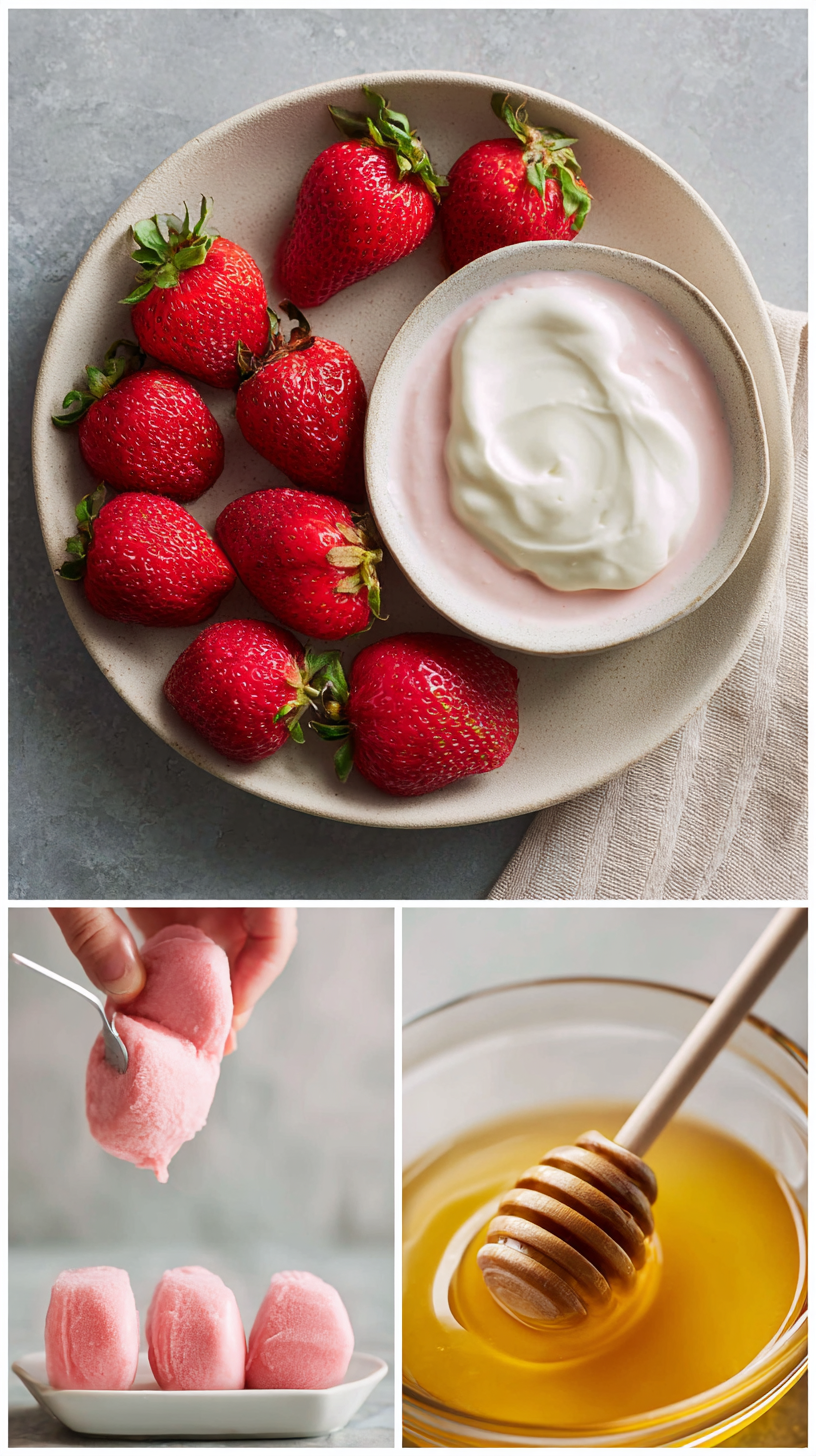 Preparing Strawberry yogurt frozen treats for dogs step by step cooking process