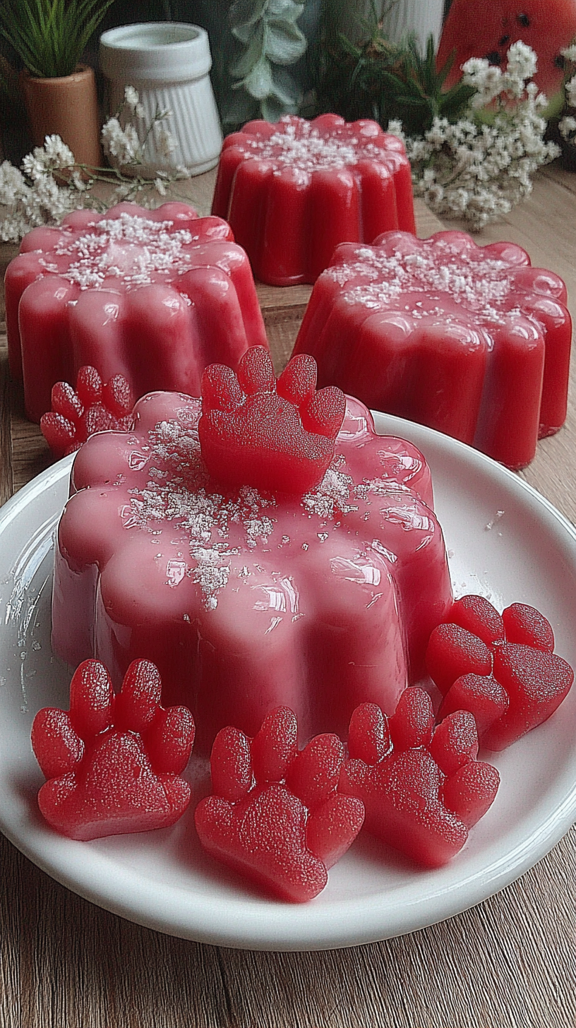 Watermelon Yogurt Kibbles for Dogs being served on beautiful dinnerware