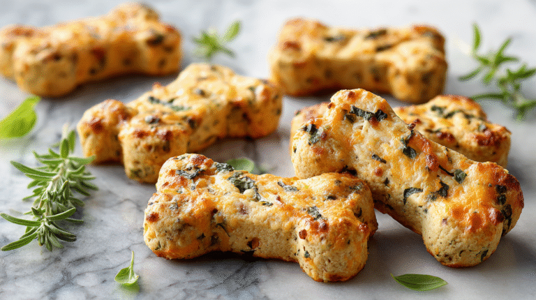 Hero shot of Cheesy Herb Baked Dog Treats