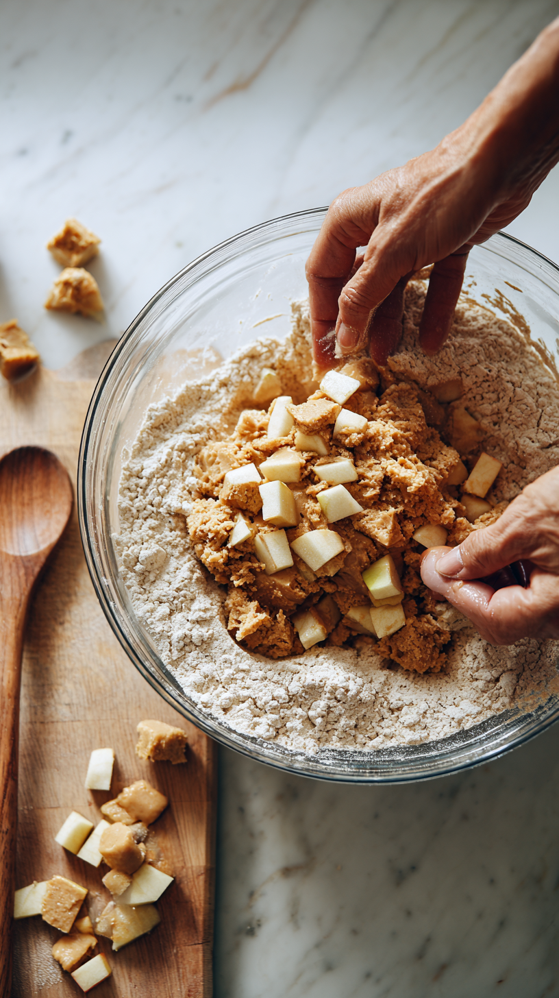 Preparing Apple Peanut Butter Dog Cookies step by step cooking process