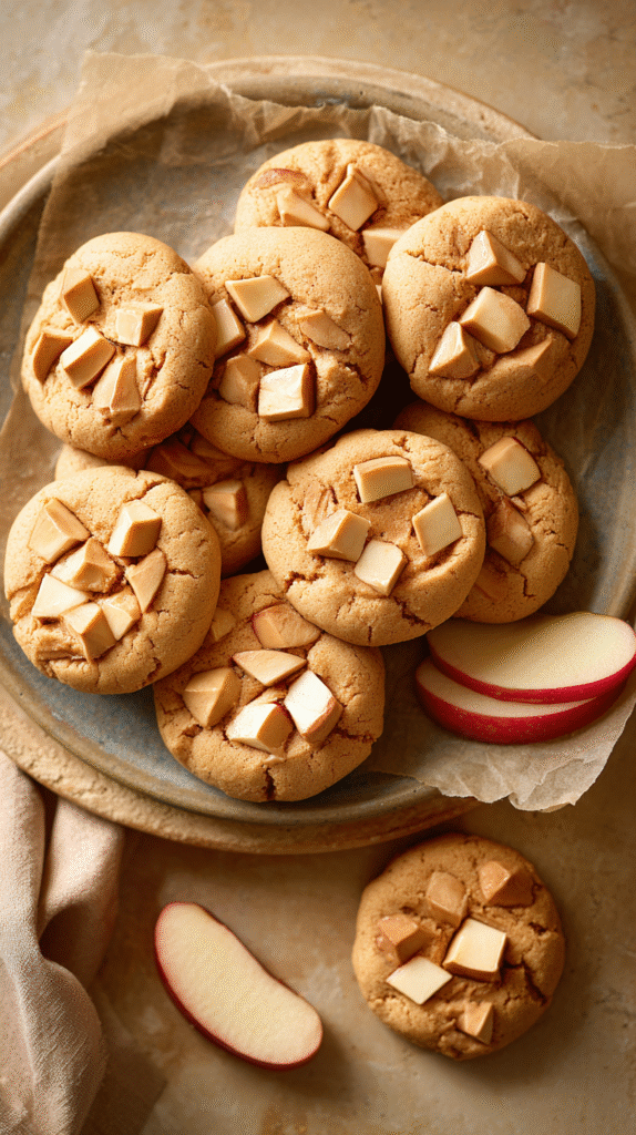 Apple Peanut Butter Dog Cookies being served on beautiful dinnerware