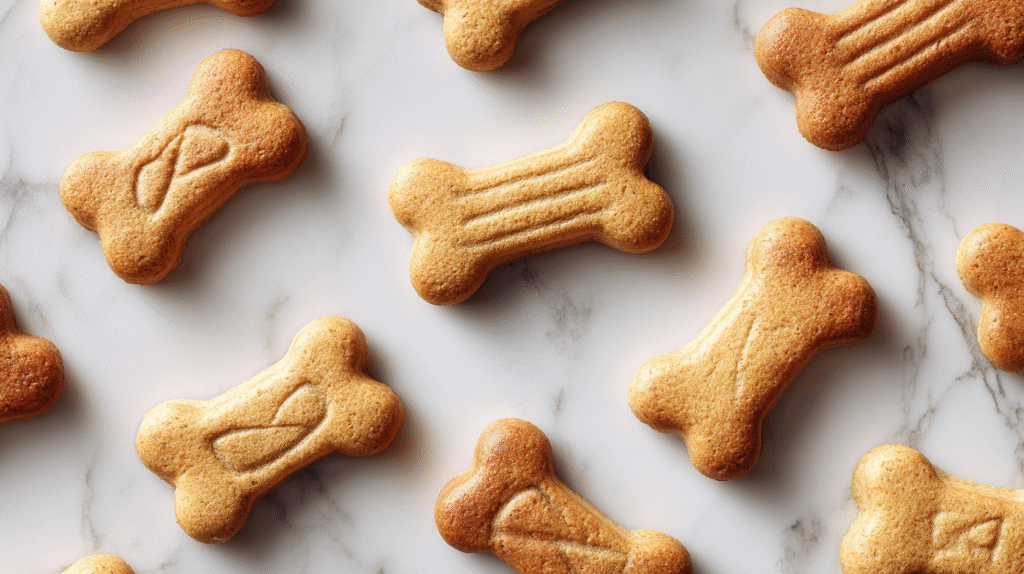 Hero shot of Baked Dog Treats with golden color and appealing texture