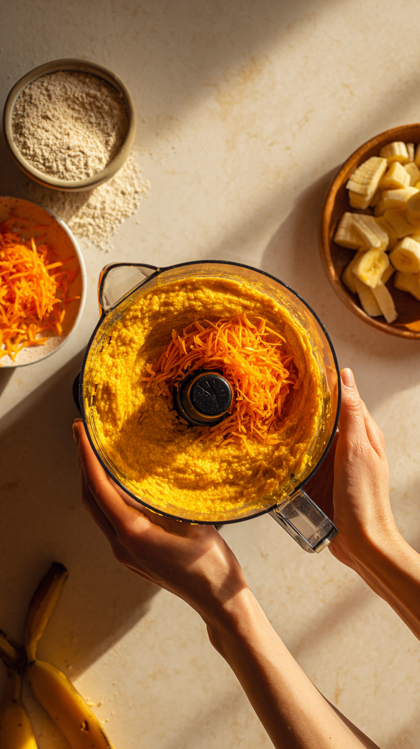 Preparing Banana Carrot Dog Treats step by step cooking process