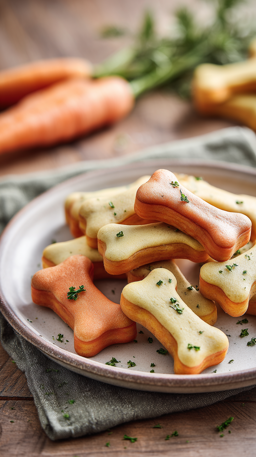 Banana Carrot Dog Treats being served on beautiful dinnerware