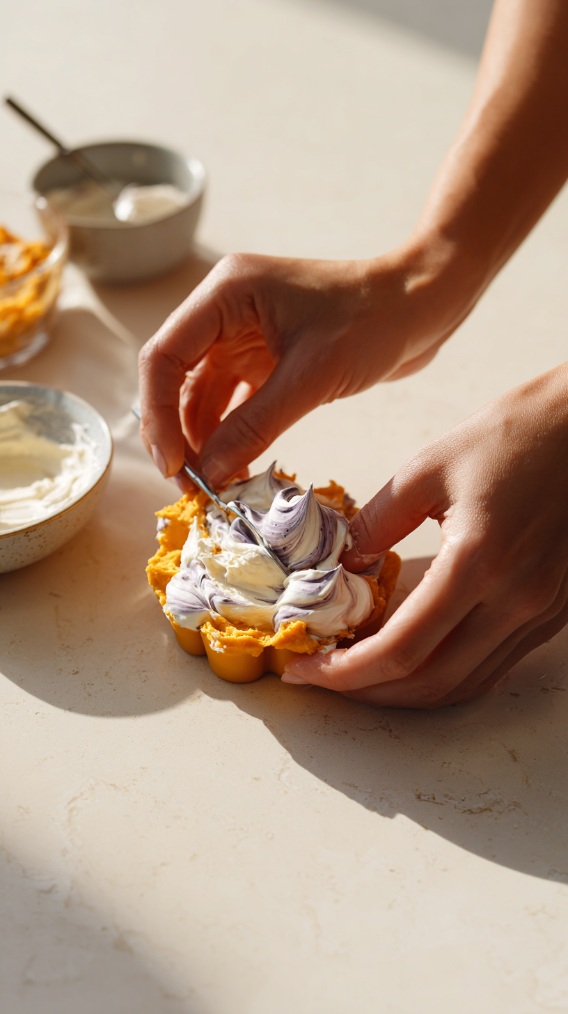 Preparing Berry Pumpkin Swirl Yogurt Bones step by step cooking process