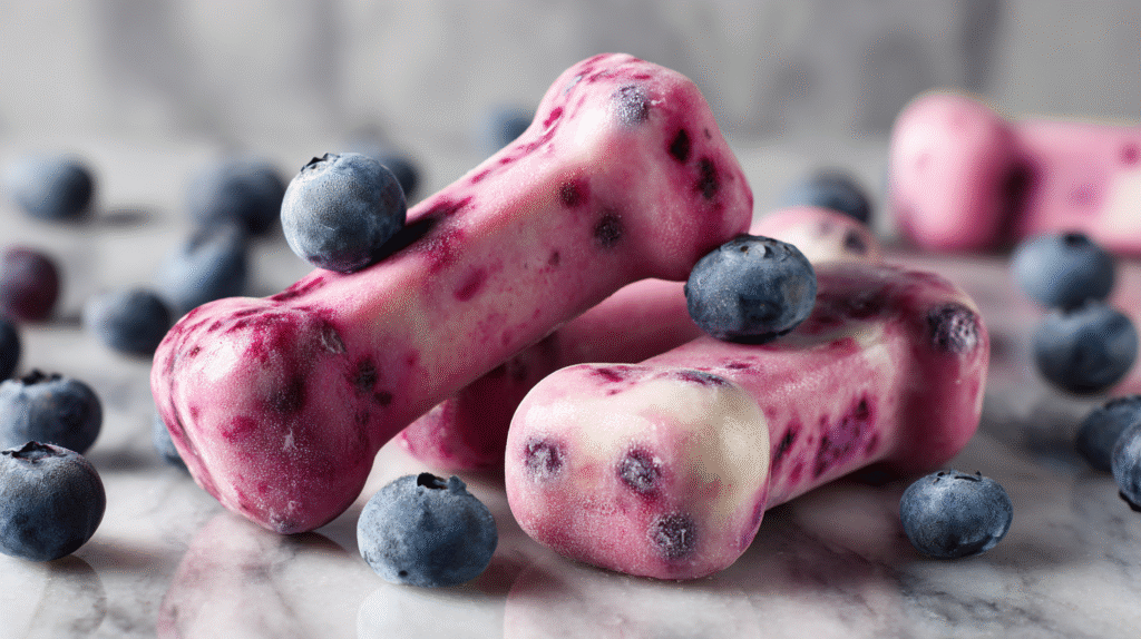 Hero shot of Berry Yogurt Frozen Bones with vibrant berries and creamy yogurt