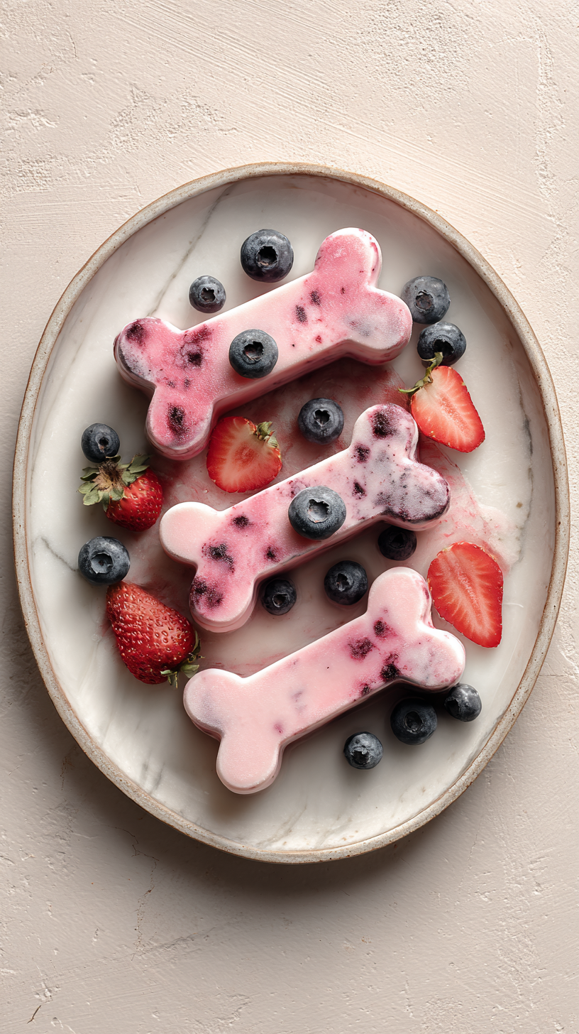 Berry Yogurt Frozen Bones being served on beautiful dinnerware
