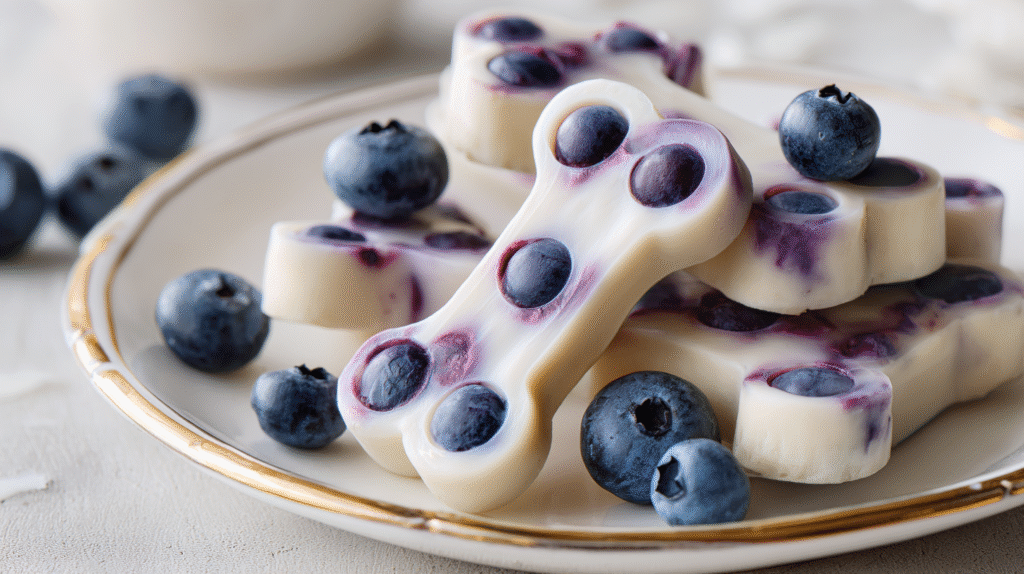 Blueberry Coconut Oil Dog Treats hero shot showcasing the finished treats
