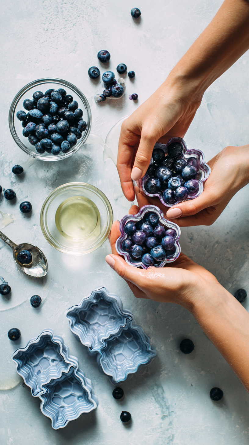 Preparing Blueberry Coconut Oil Dog Treats step by step cooking process
