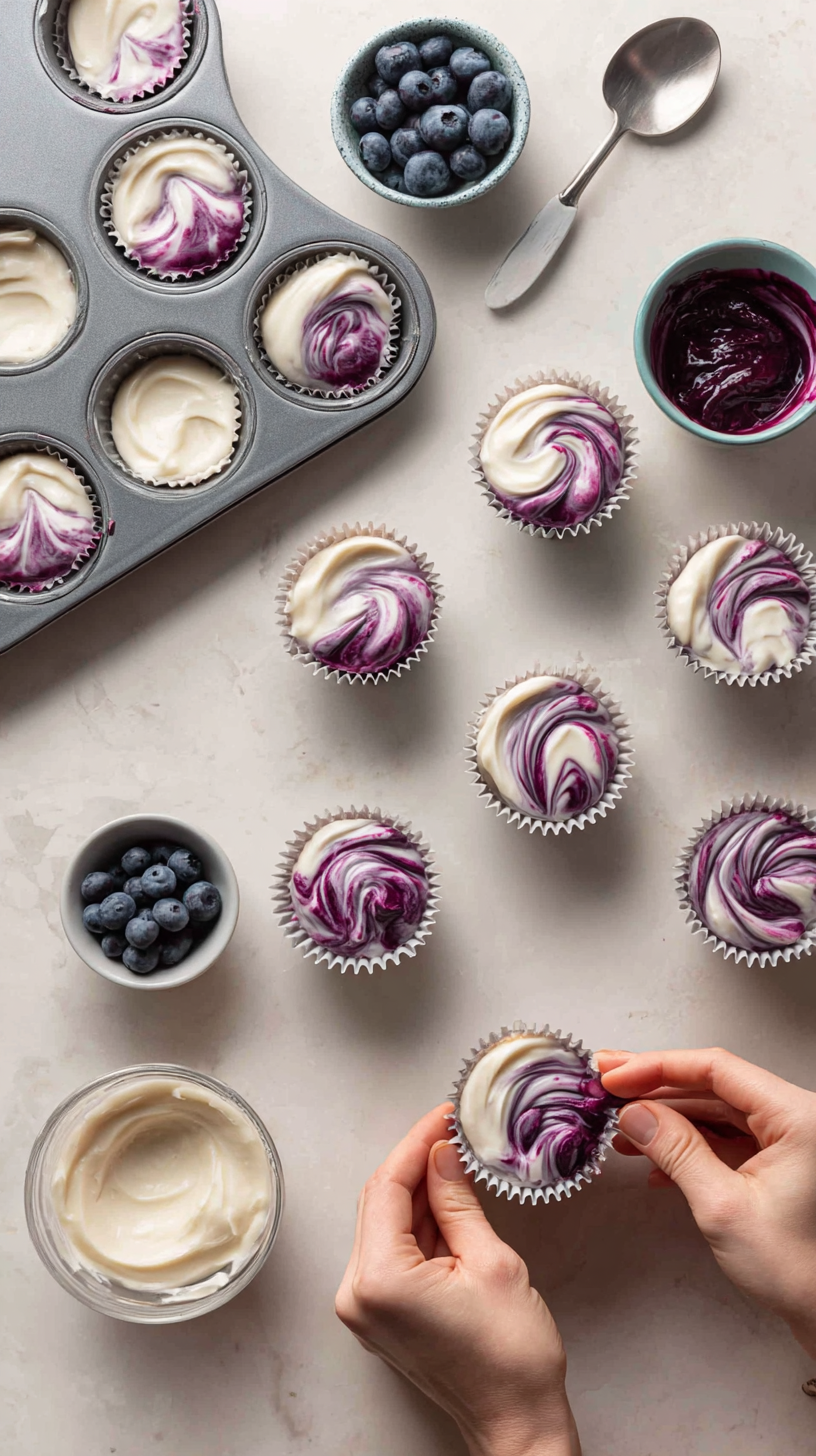 Preparing Blueberry Swirl Yogurt Bites step by step cooking process
