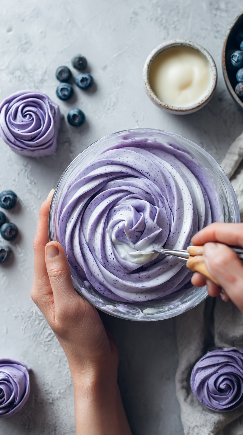 Preparing Blueberry Yogurt Swirl Dog Treats step by step cooking process