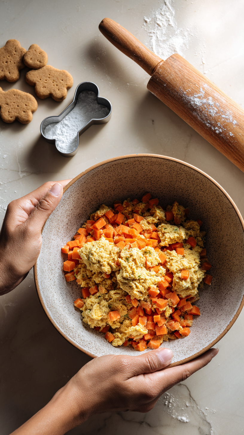 Preparing Crunchies Carrot Apple Dog Treats step by step cooking process