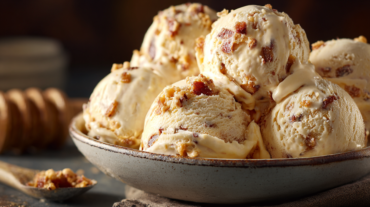 Dog Ice Cream with peanut butter and bacon bits