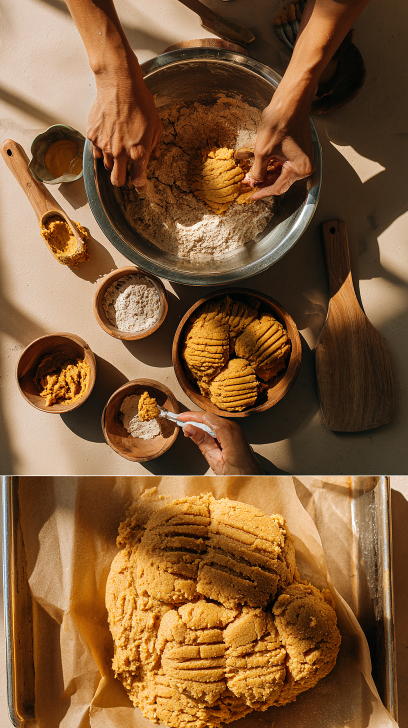 Preparing Halloween Pumpkin Dog Treats step by step cooking process