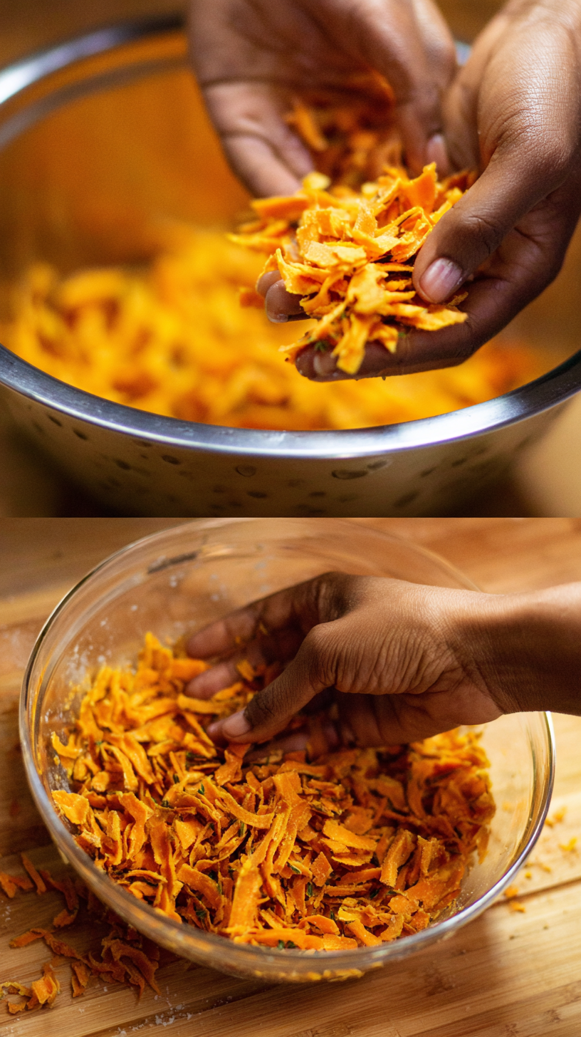Preparing Homemade Carrot and Sweet Potato Chews for Dogs step by step cooking process