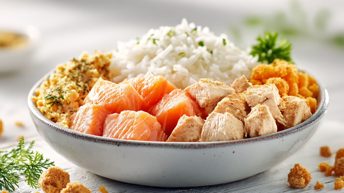 Homemade Cat Food Recipes for Sensitive Stomachs featuring a chicken and rice dish