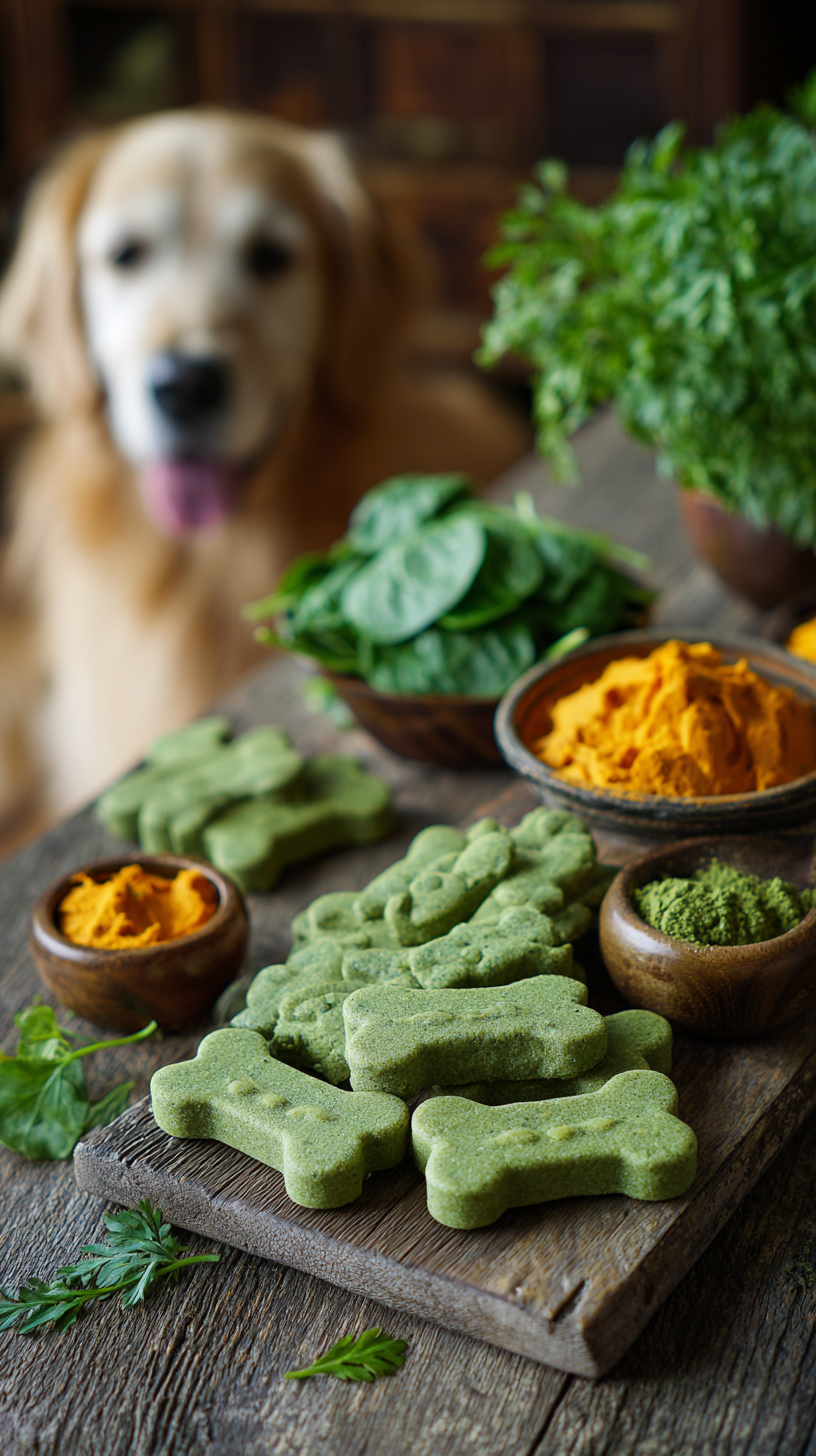 Homemade Greenies Recipe for Dogs being served on beautiful dinnerware