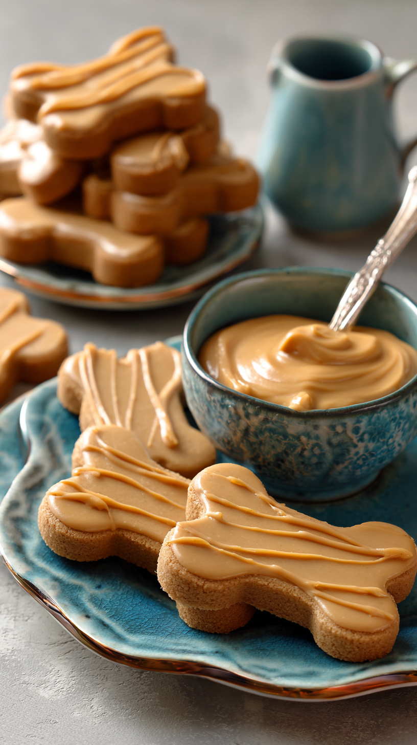 Peanut Butter Icing being served on beautiful dinnerware