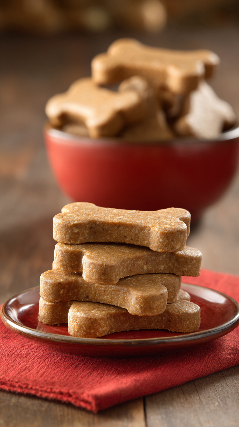 Peanut Butter Oatmeal Dog Treats being served on beautiful dinnerware