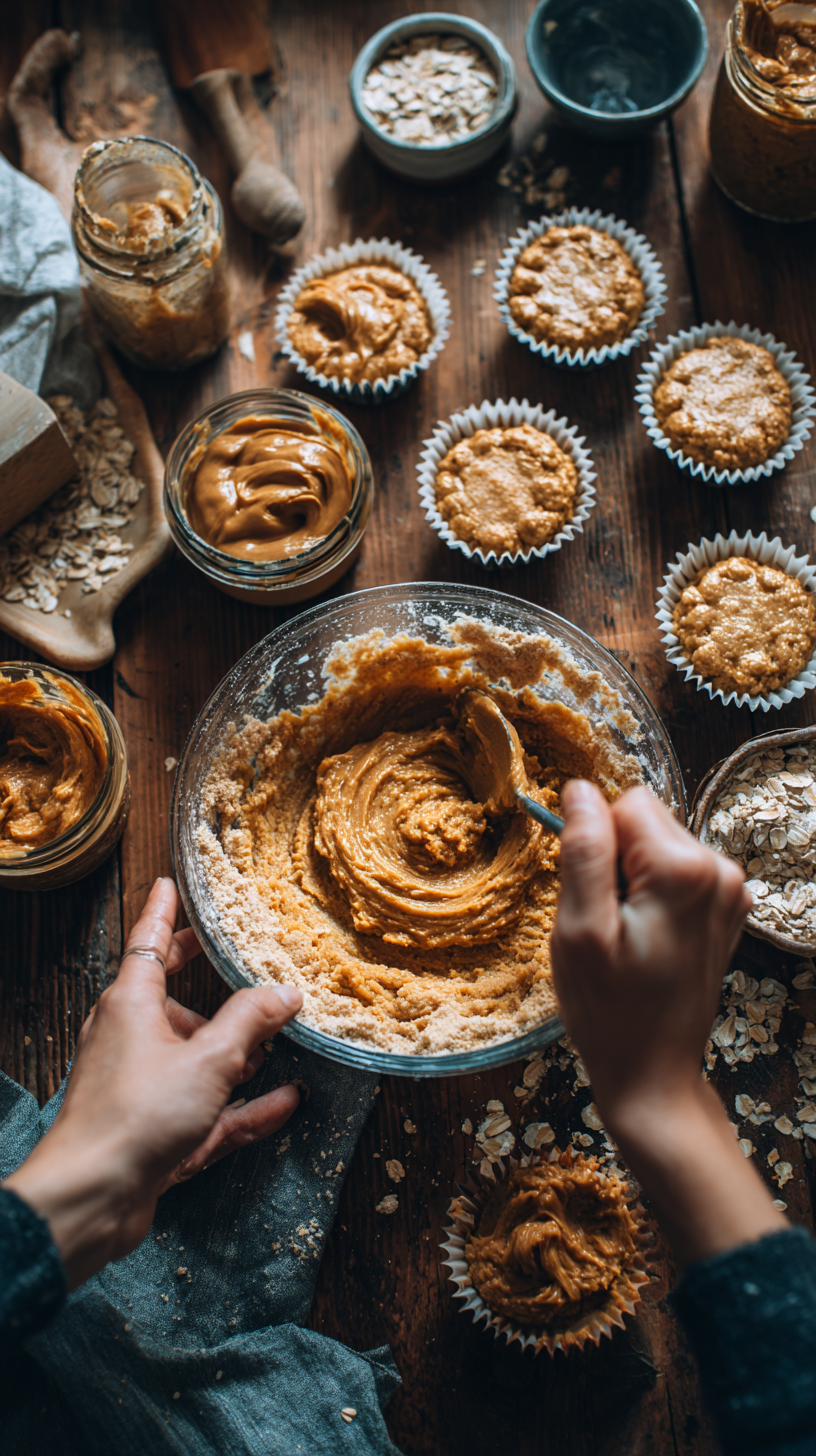 Preparing Pumpkin and Peanut Butter Dog Cakes step by step cooking process