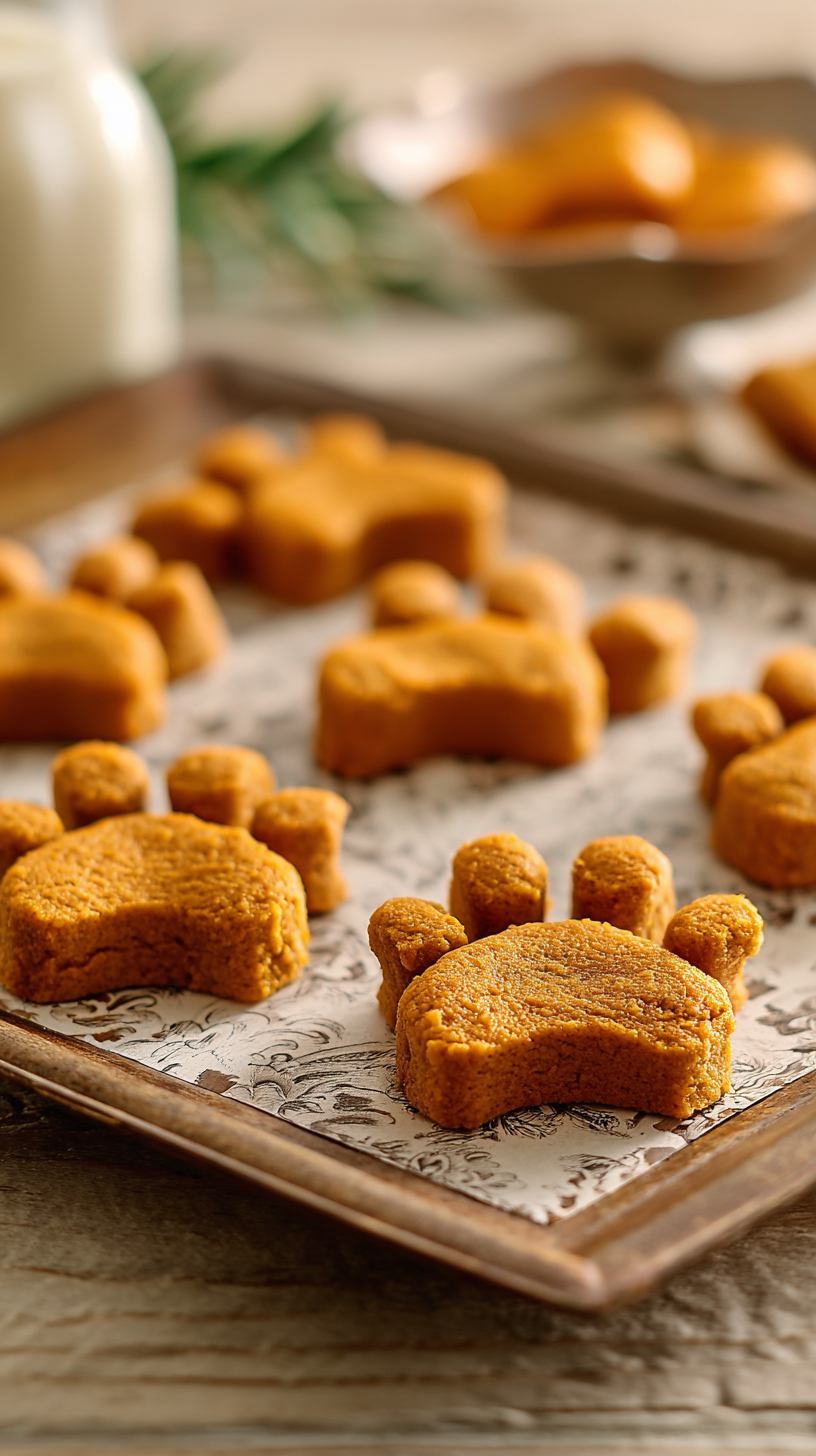 Pumpkin Applesauce Dog Treats being served on beautiful dinnerware