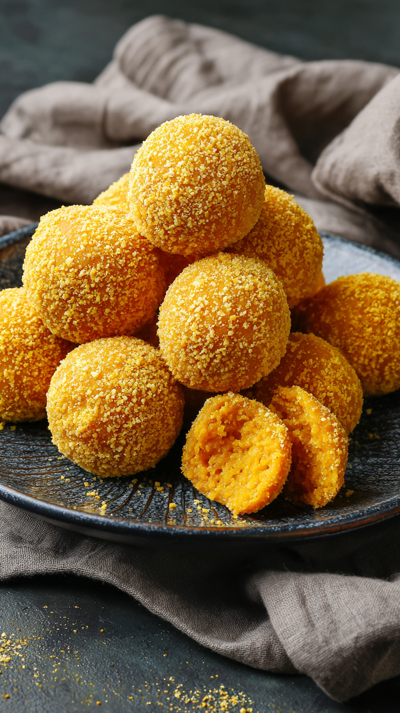 Pumpkin Balls being served on beautiful dinnerware