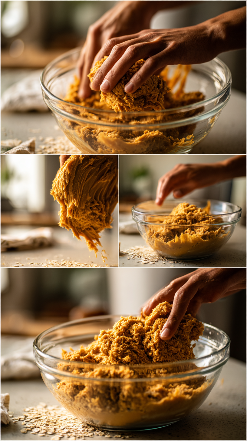 Preparing Pumpkin Dog Treat Balls step by step cooking process