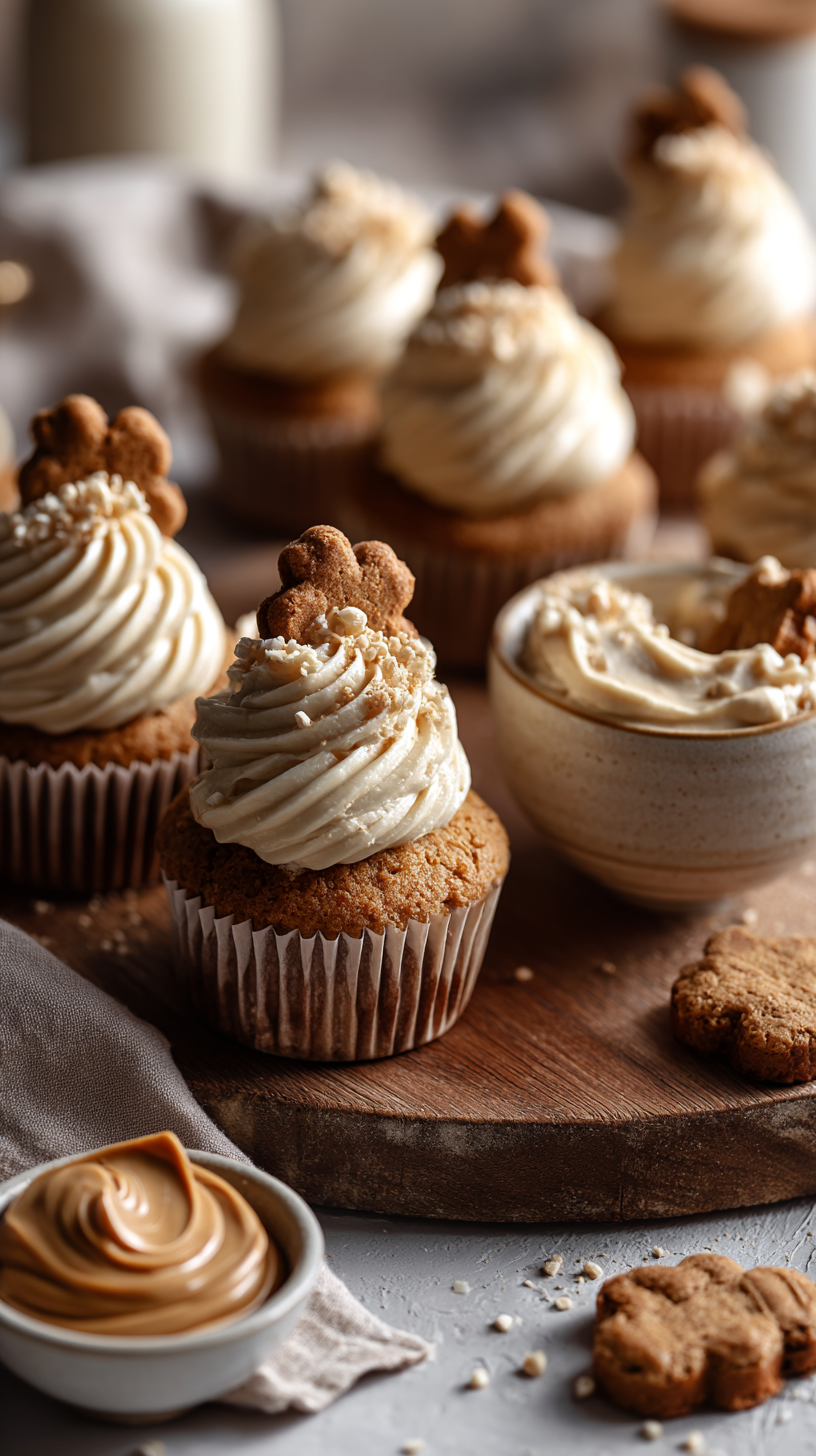 Pumpkin & Peanut Butter Pupcake Dog Treats being served on beautiful dinnerware